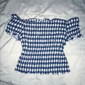 Blue Plaid Crop Top